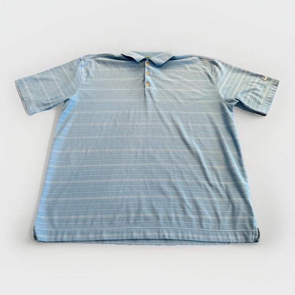 Nike Mens Golf Blue Polo 1/4 Button Striped Fit Dry Short Sleeve Shirt Size XL - Picture 1 of 7